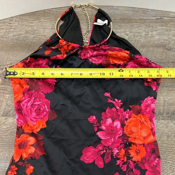 Cache Black Necklace Halter Silk Blend Floral Dress Size 0 - Picture 7 of 11